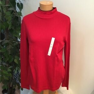 Croft & Barrow red mockneck long sleeve tee Womans size medium NWT